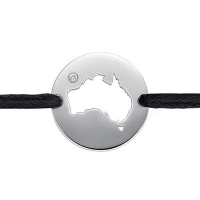 DENIZEN bracelet of Australia map silver CZ