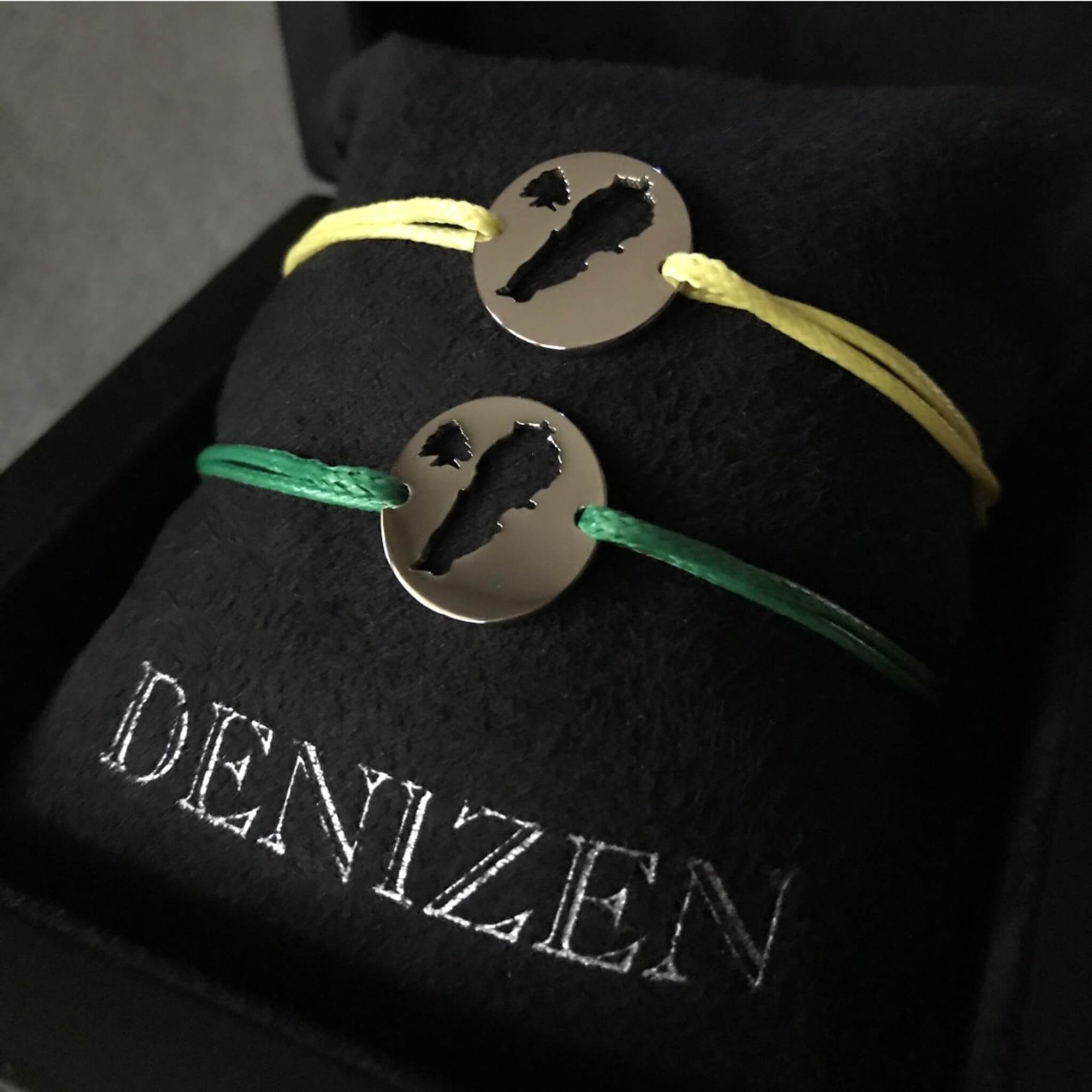DENIZEN bracelet Lebanon map cedar silver small green yellow