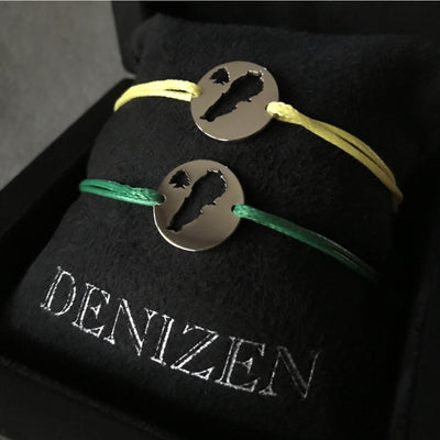 DENIZEN bracelet Lebanon map cedar silver small green yellow