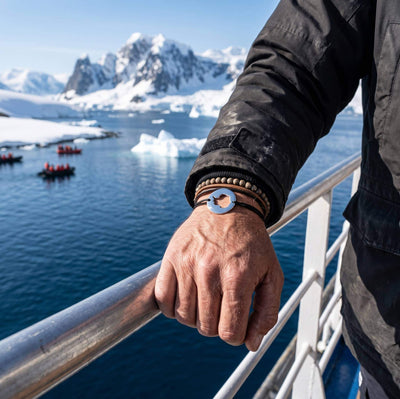 DENIZEN bracelet of Antarctica map in steel for men