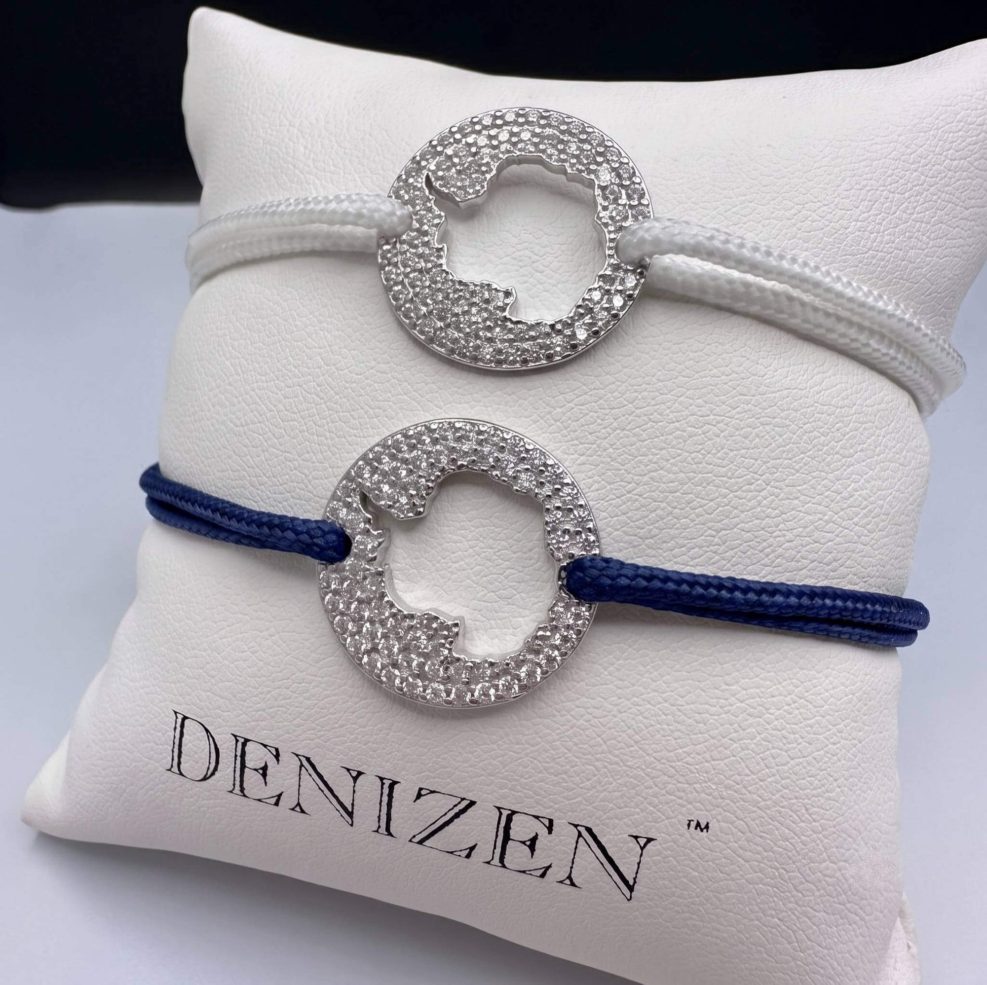 DENIZEN bracelet of Antarctica map in sterling silver pavé