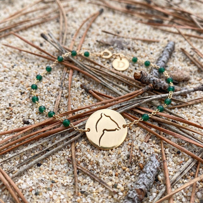 DENIZEN gold bracelet Bassin d'Arcachon green rosary