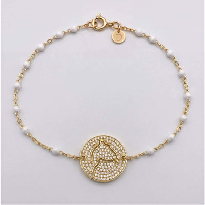 DENIZEN gold pave bracelet Bassin d'Arcachon white rosary