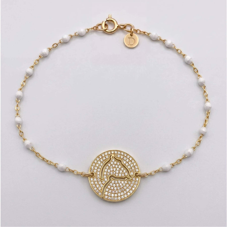 DENIZEN gold pave necklace Bassin d'Arcachon white rosary