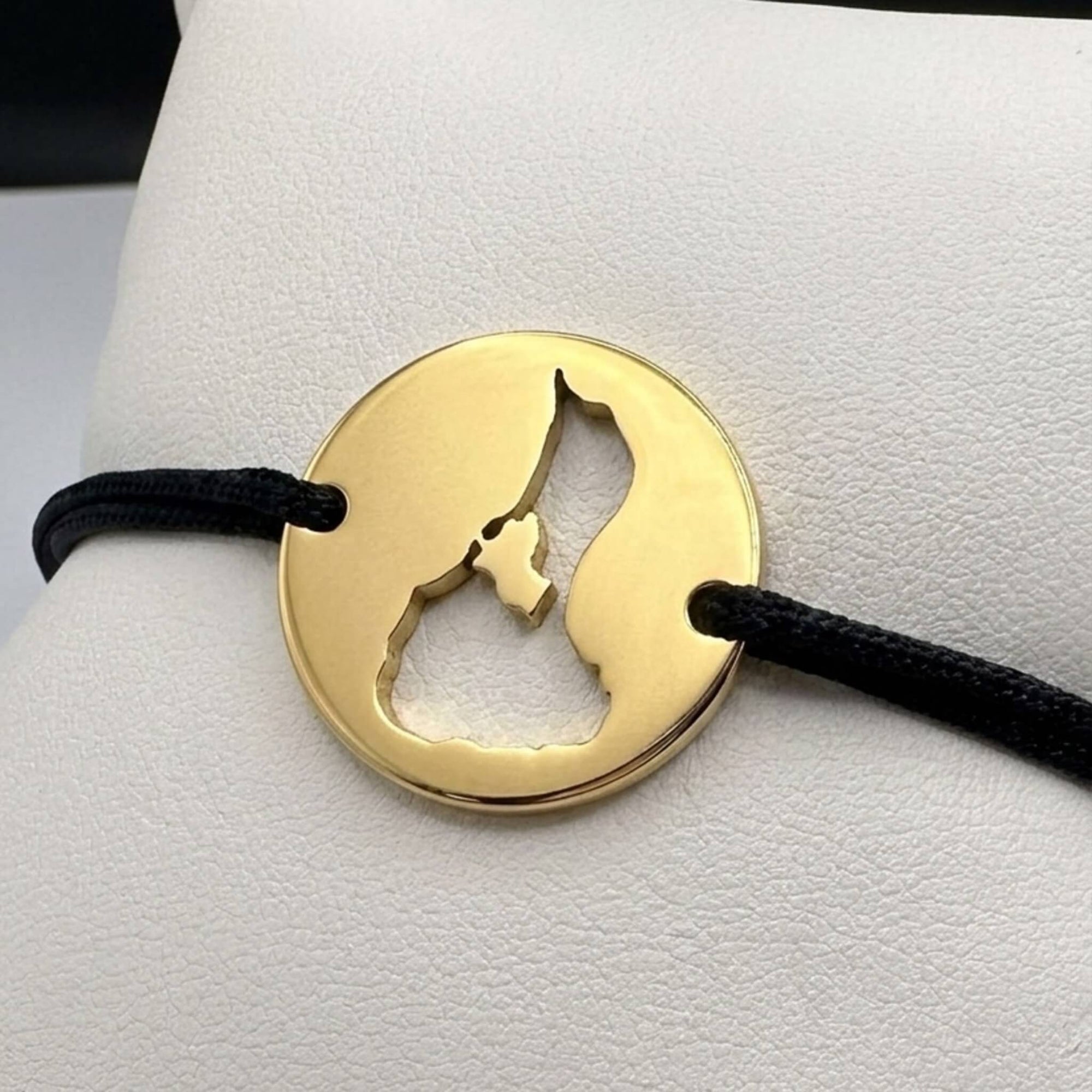 Gold bracelet with cutout map of Block Island