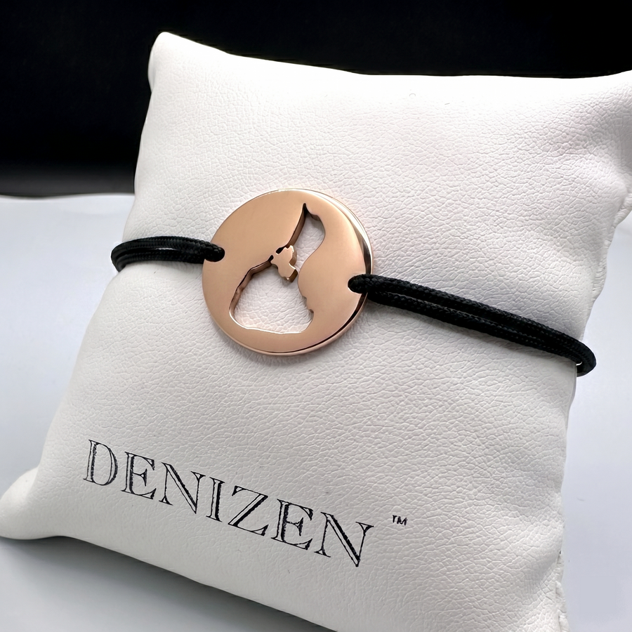 DENIZEN bracelet of Block Island cutout in rose gold and blue string