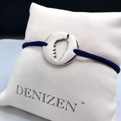 DENIZEN bracelet of Corsica map in silver and navy string