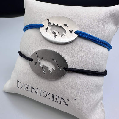 DENIZEN brushed steel bracelets of Culebra map