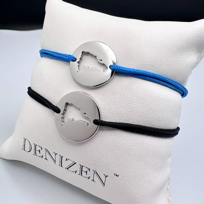 DENIZEN silver bracelets of Dominican Republic map
