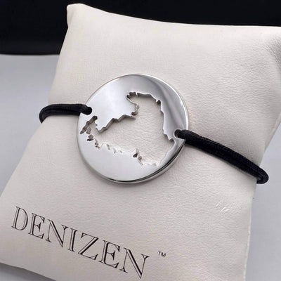 DENIZEN bracelet of Drummond Island Michigan in silver with black string
