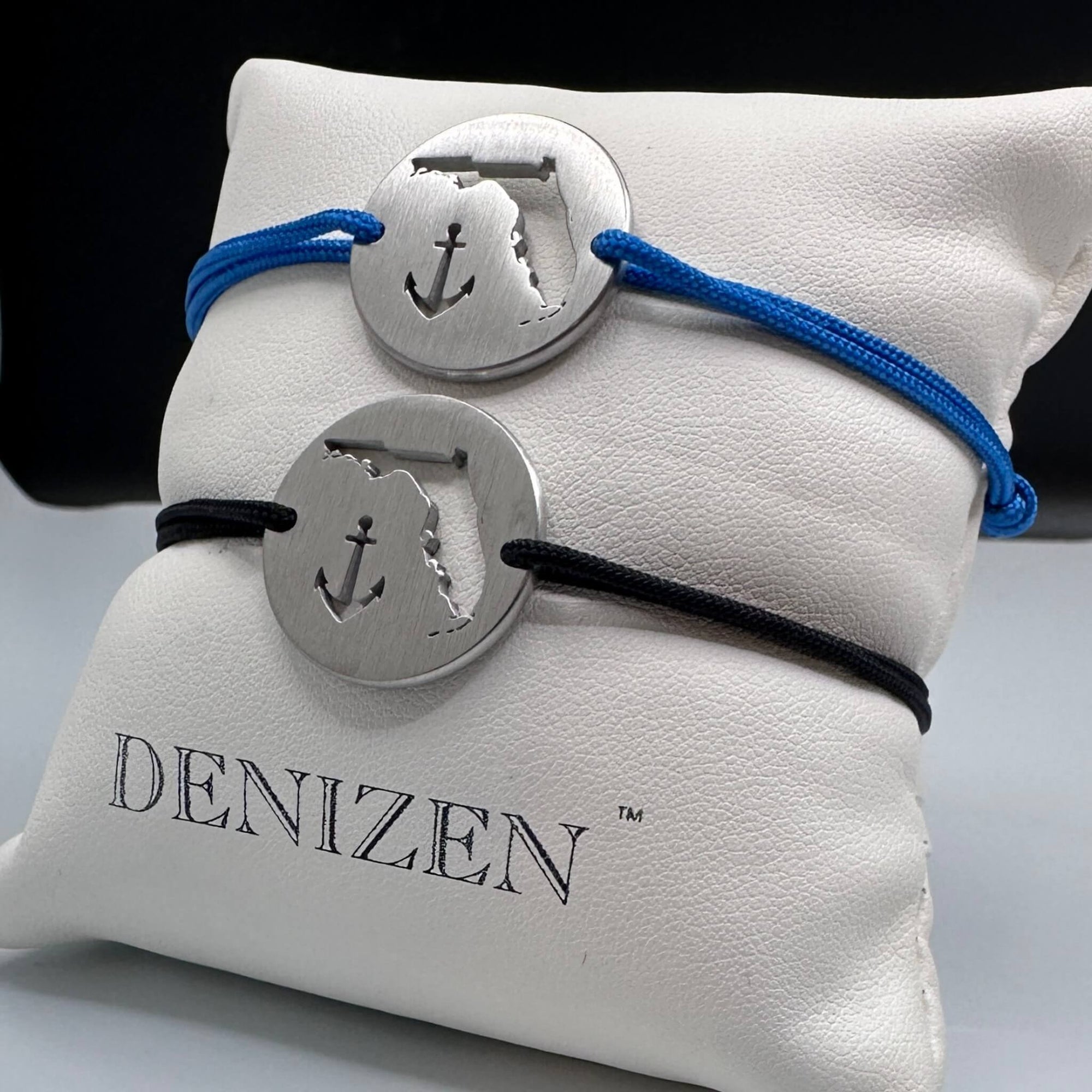 DENIZEN bracelet of Florida map and anchor in brushed steel