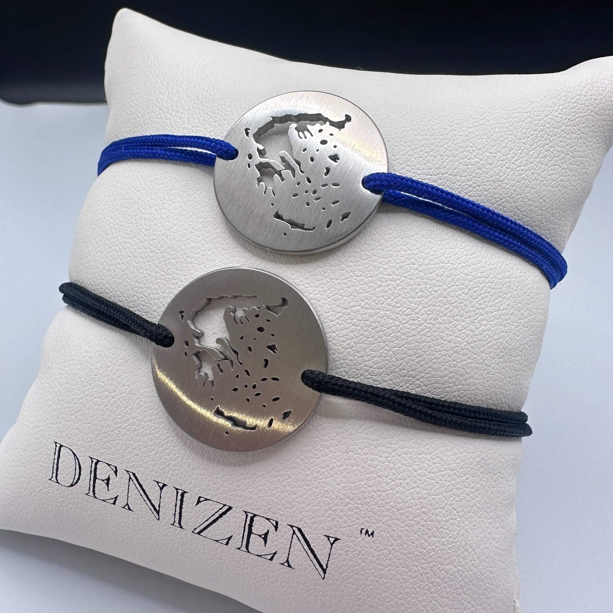 DENIZEN bracelets of Greece map brushed steel
