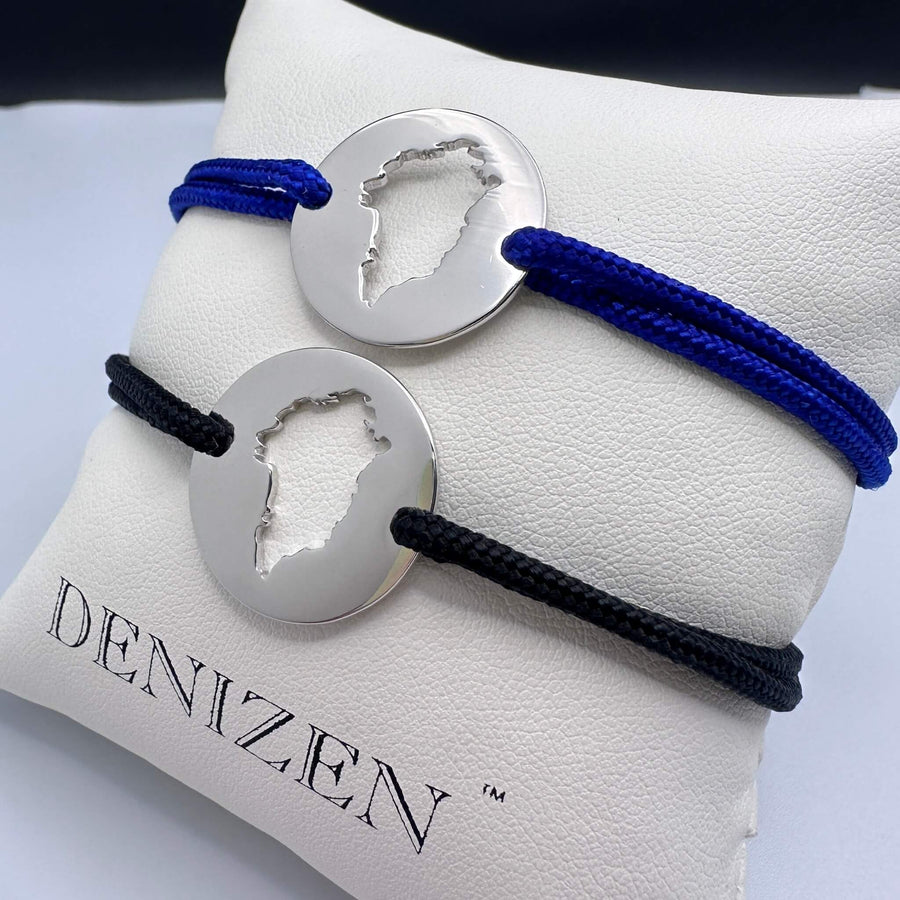 DENIZEN of Greeland map sterling silver CZ pave