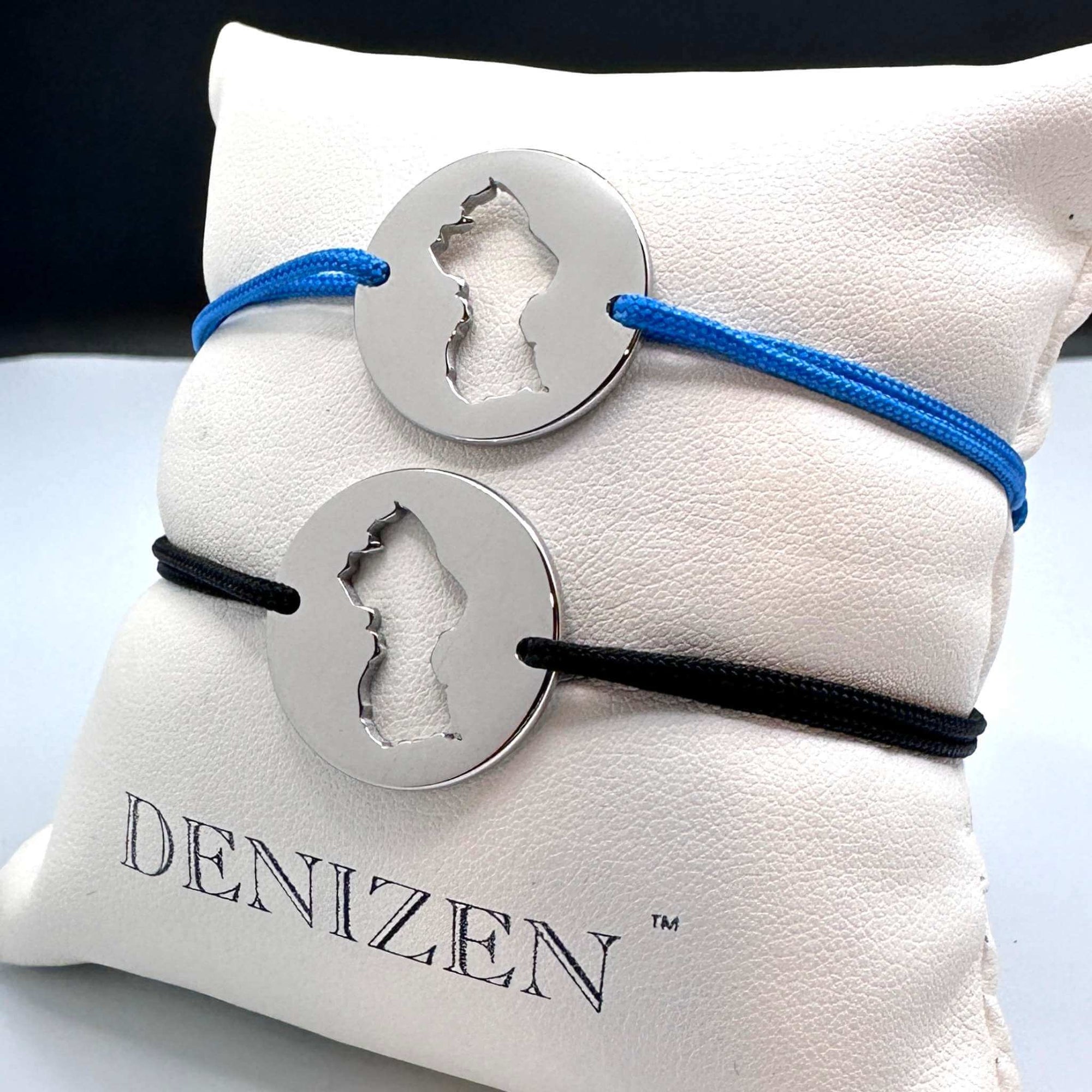 DENIZEN steel bracelets with a cutout of the map of Guyana