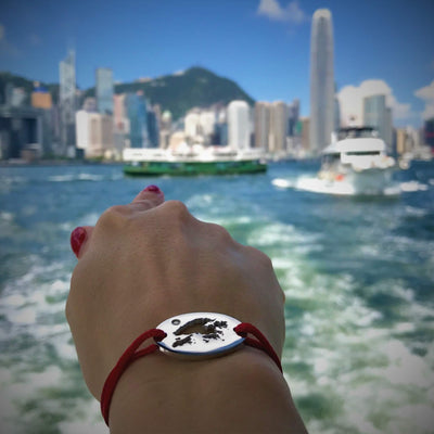 DENIZEN bracelet Hong Kong map silver red