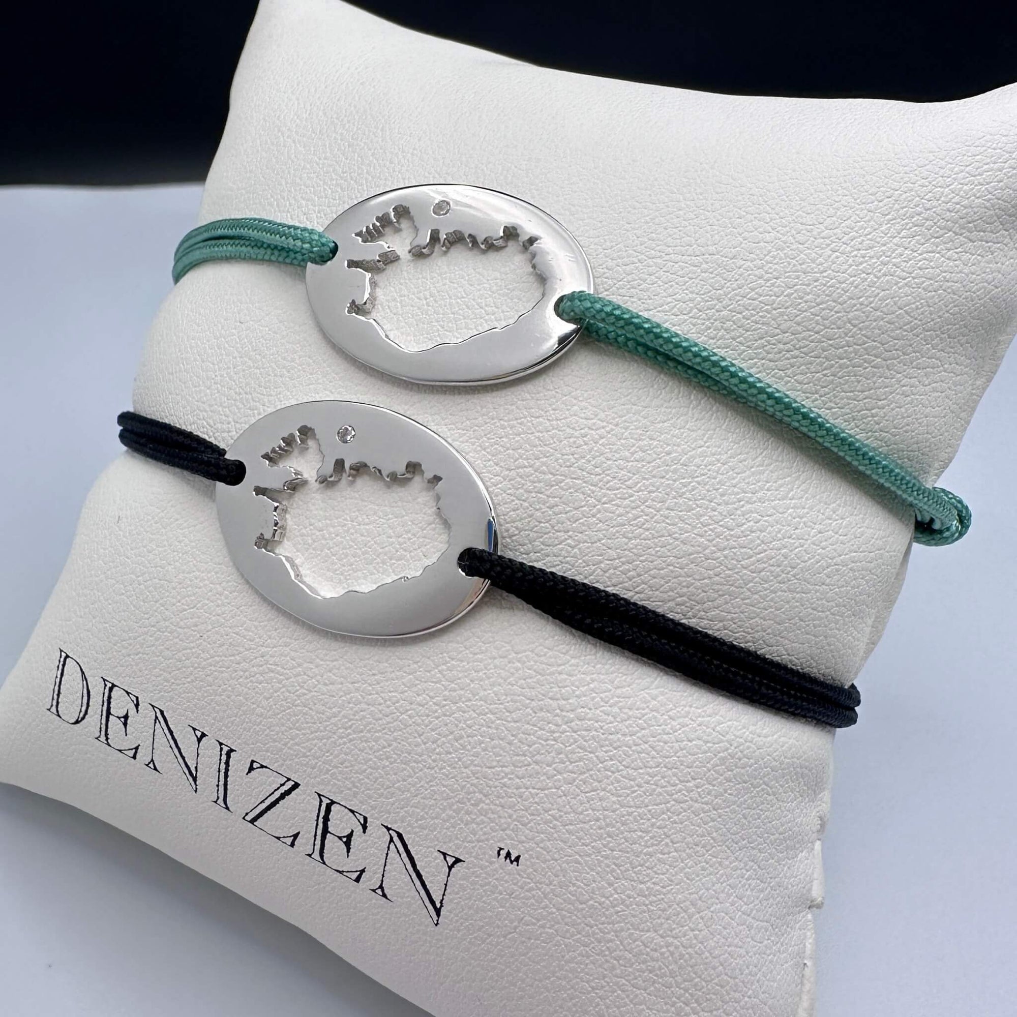 DENIZEN bracelet of Iceland map sterling silver CZ