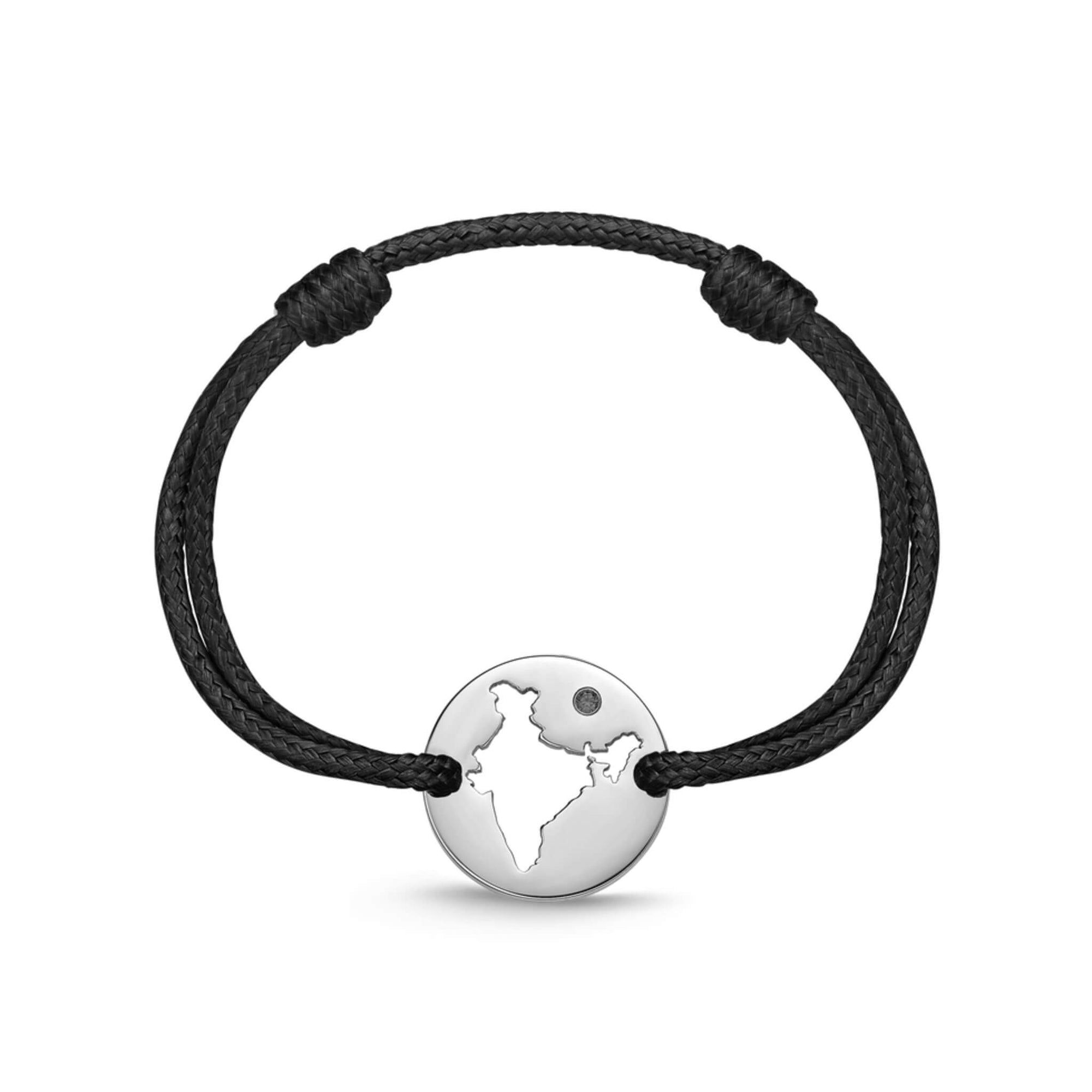 DENIZEN bracelet of India map silver black