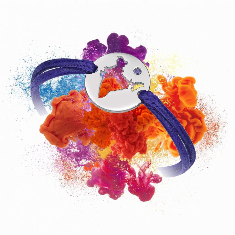 DENIZEN bracelet of India map silver purple