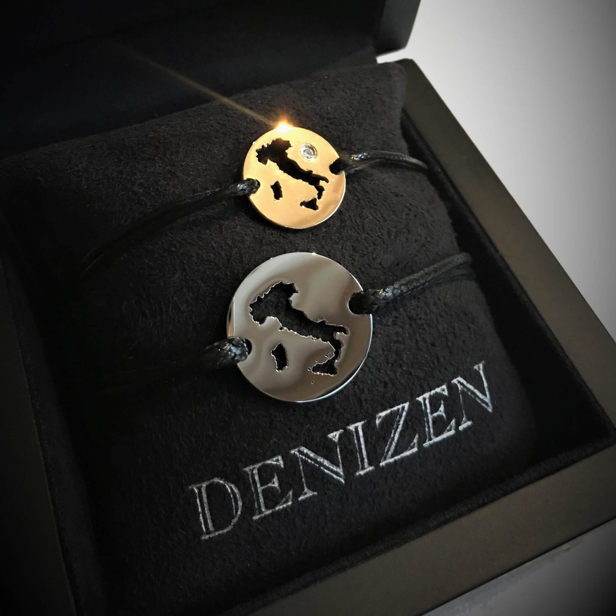 DENIZEN bracelets of Italy map gold silver