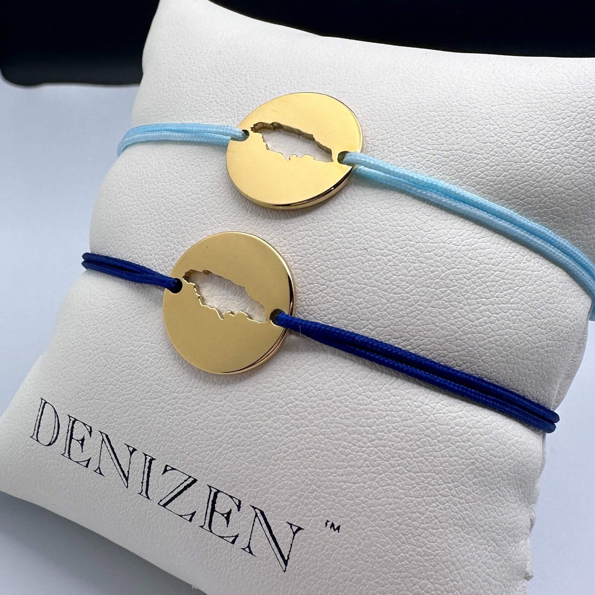 DENIZEN bracelet of Jamaica map gold blue navy