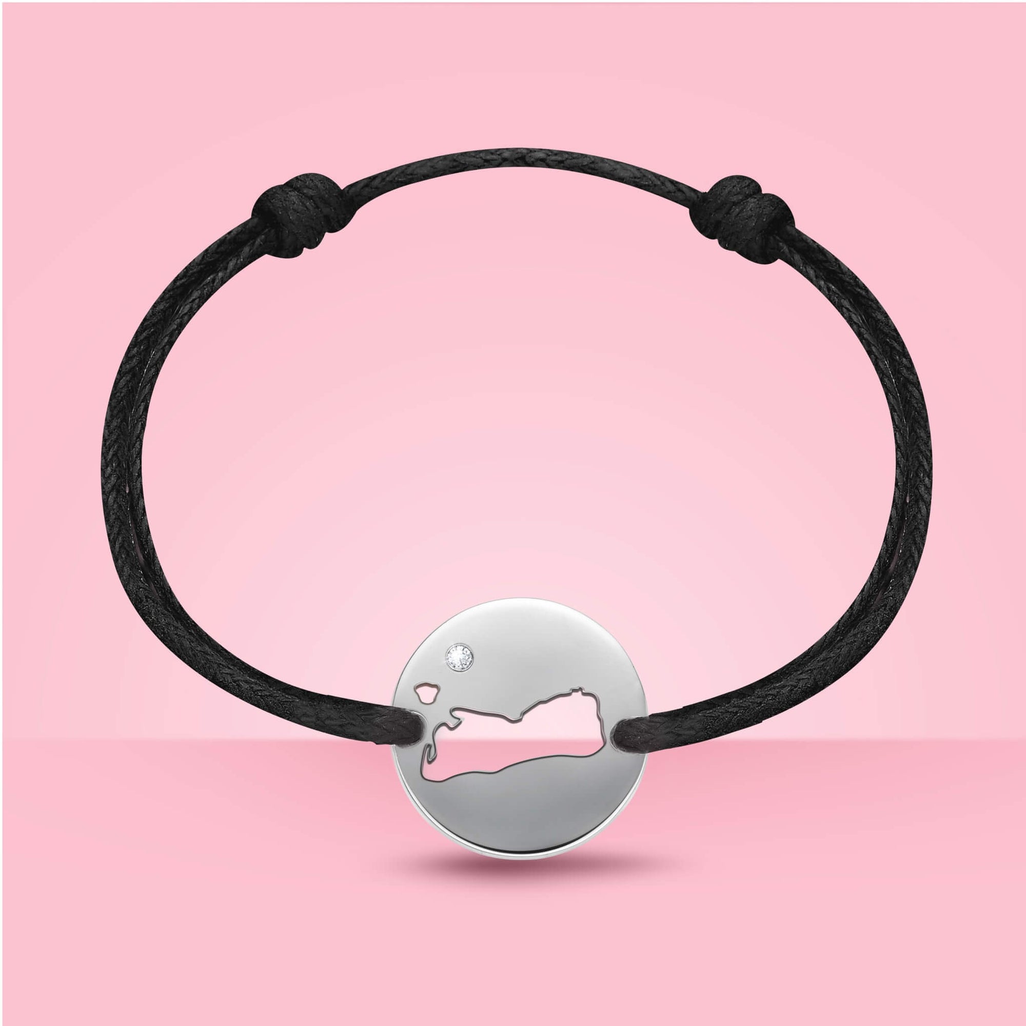 DENIZEN bracelet of Key West map in silver with one CZ