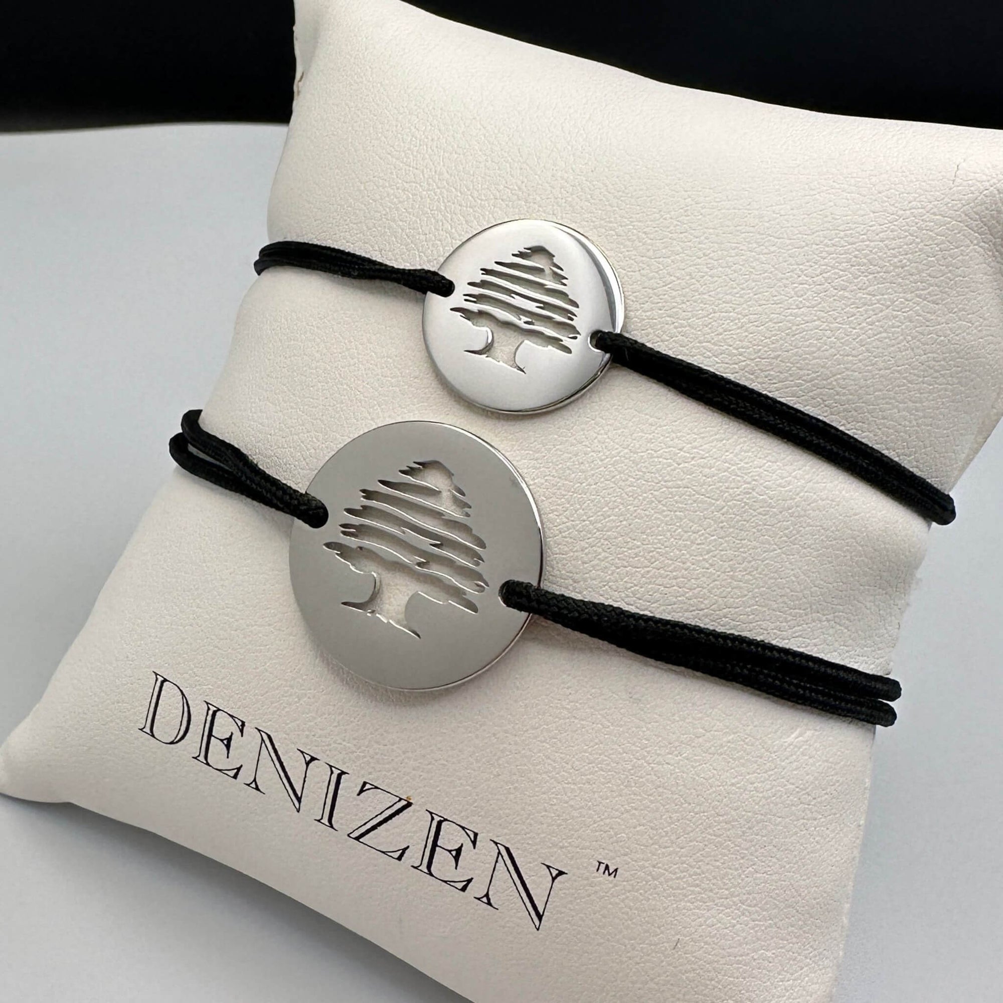 DENIZEN bracelet Lebanese flag cedar tree silver black