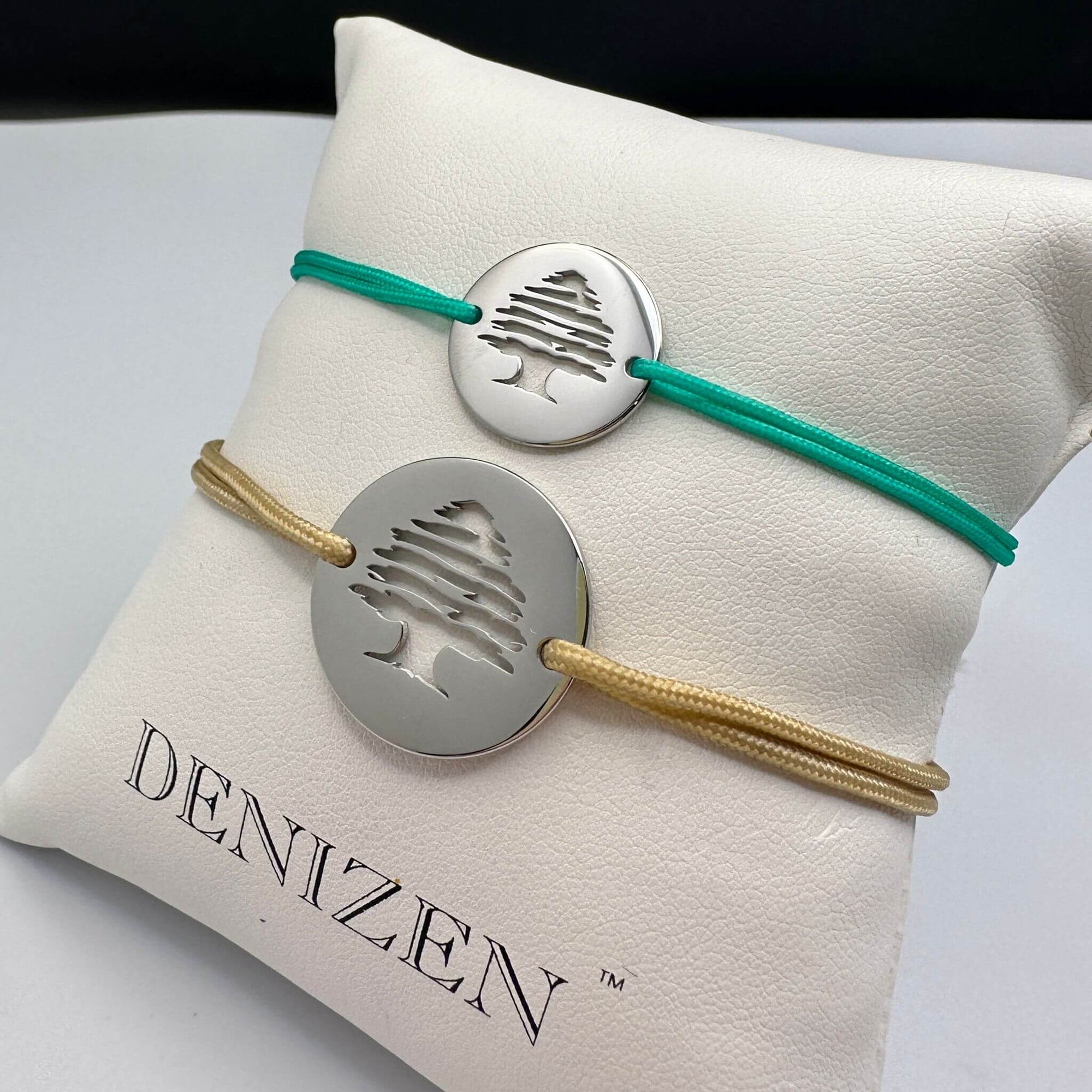 DENIZEN bracelet Lebanese flag cedar tree silver beige turquoise