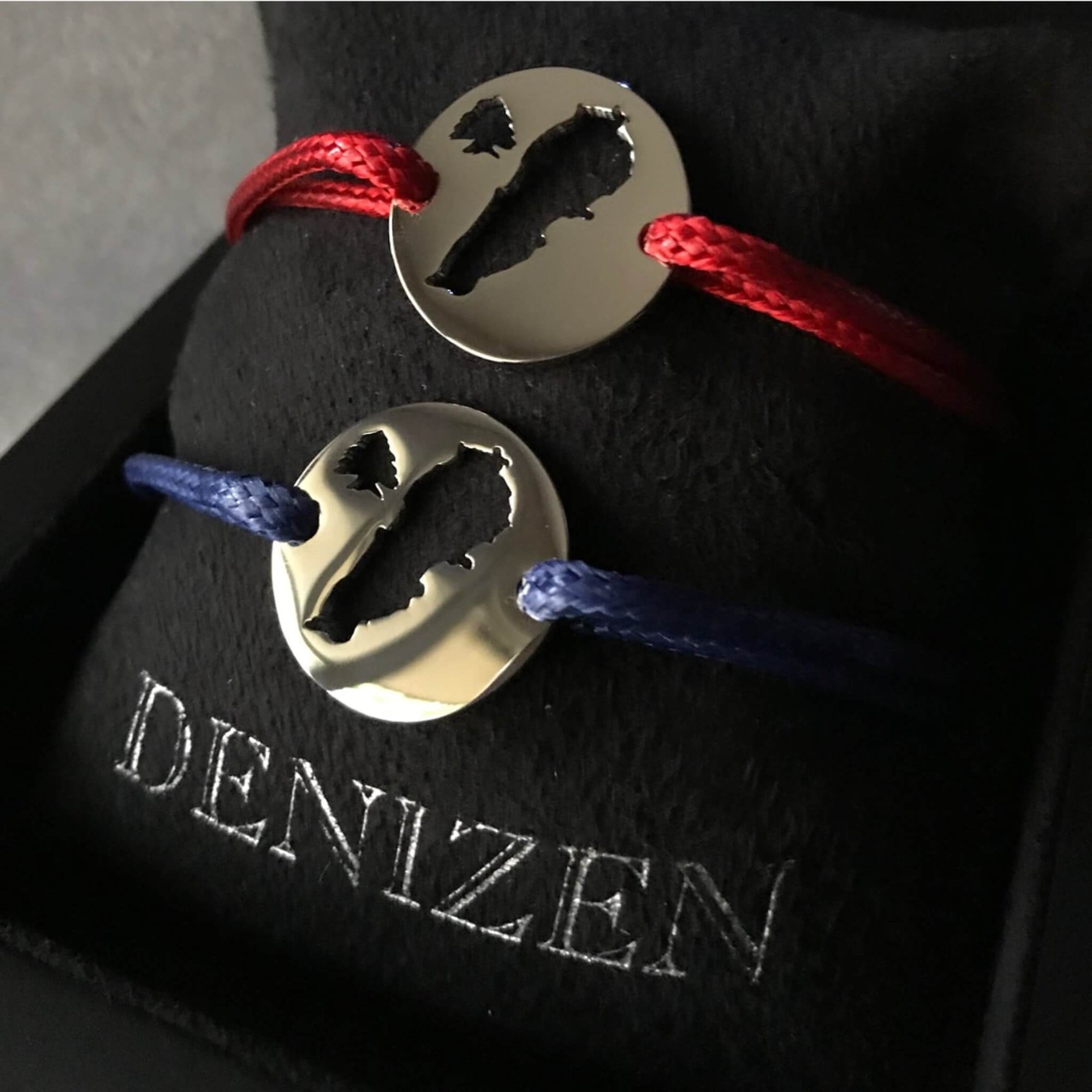 DENIZEN bracelet Lebanon map cedar tree silver red navy