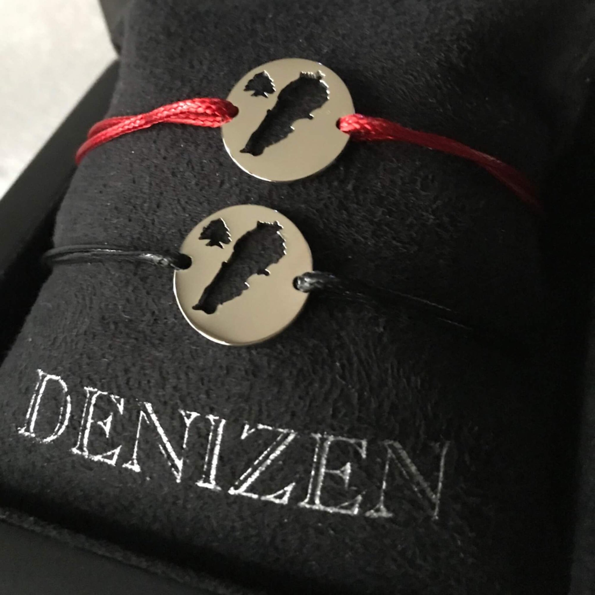 DENIZEN bracelet Lebanon map cedar silver small red black