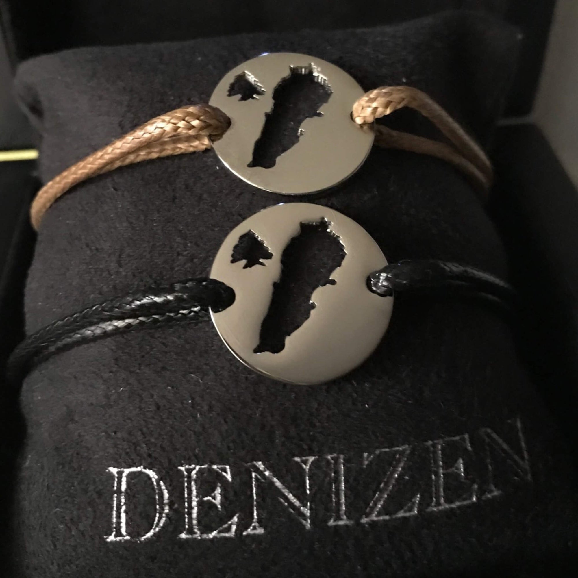 DENIZEN bracelet Lebanon map cedar tree silver beige black