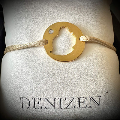 DENIZEN bracelet of Mauritius map gold CZ beige