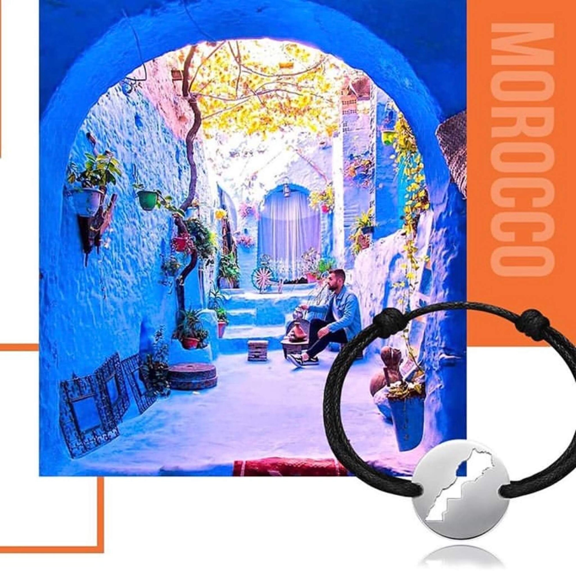 DENIZEN bracelet of Morocco map silver black