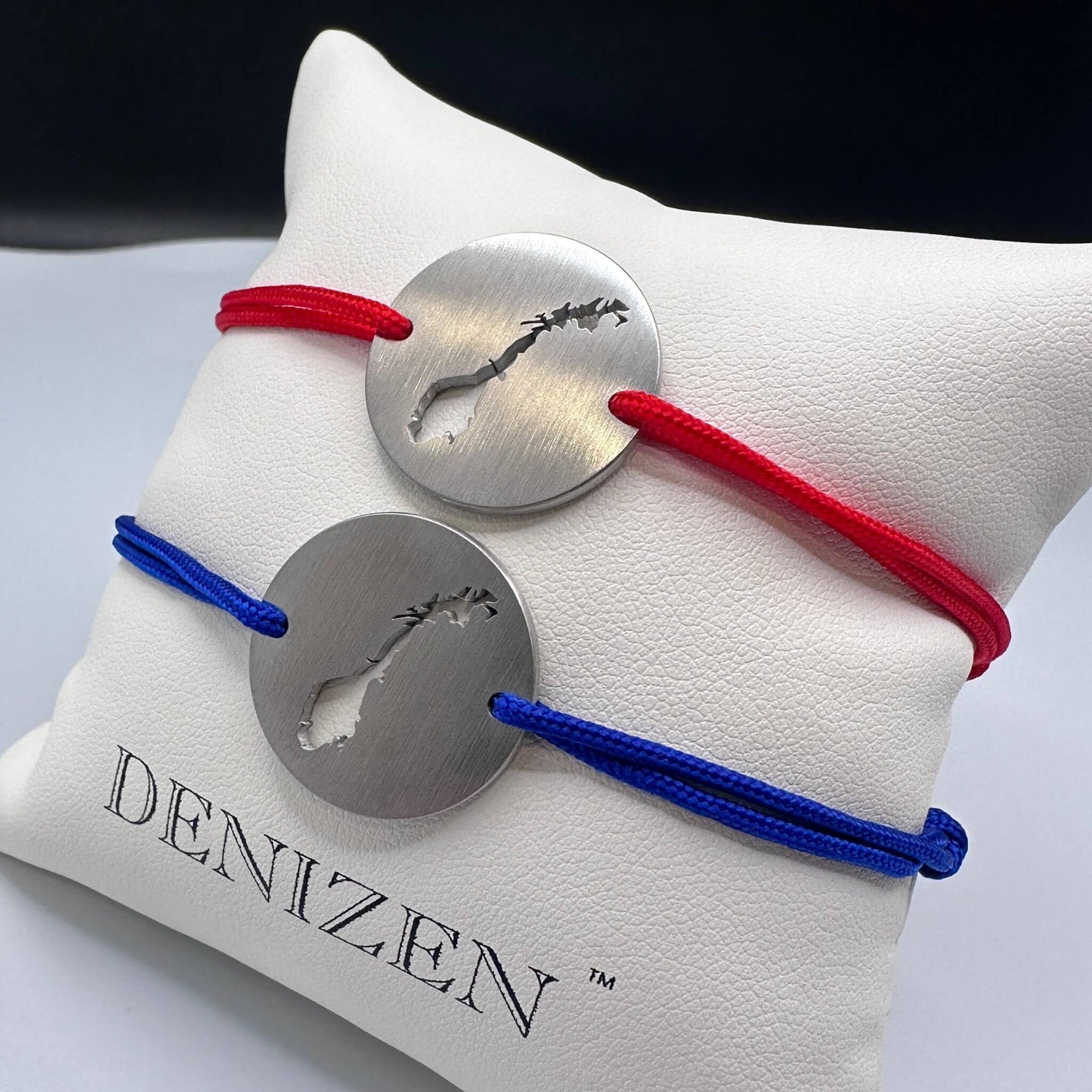 DENIZEN bracelet of Norway map brushed steel red or navy