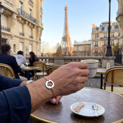 DENIZEN silver bracelet of Paris map with camel string