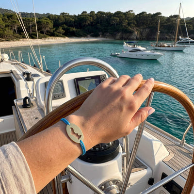 DENIZEN gold bracelet of Porquerolles with blue string