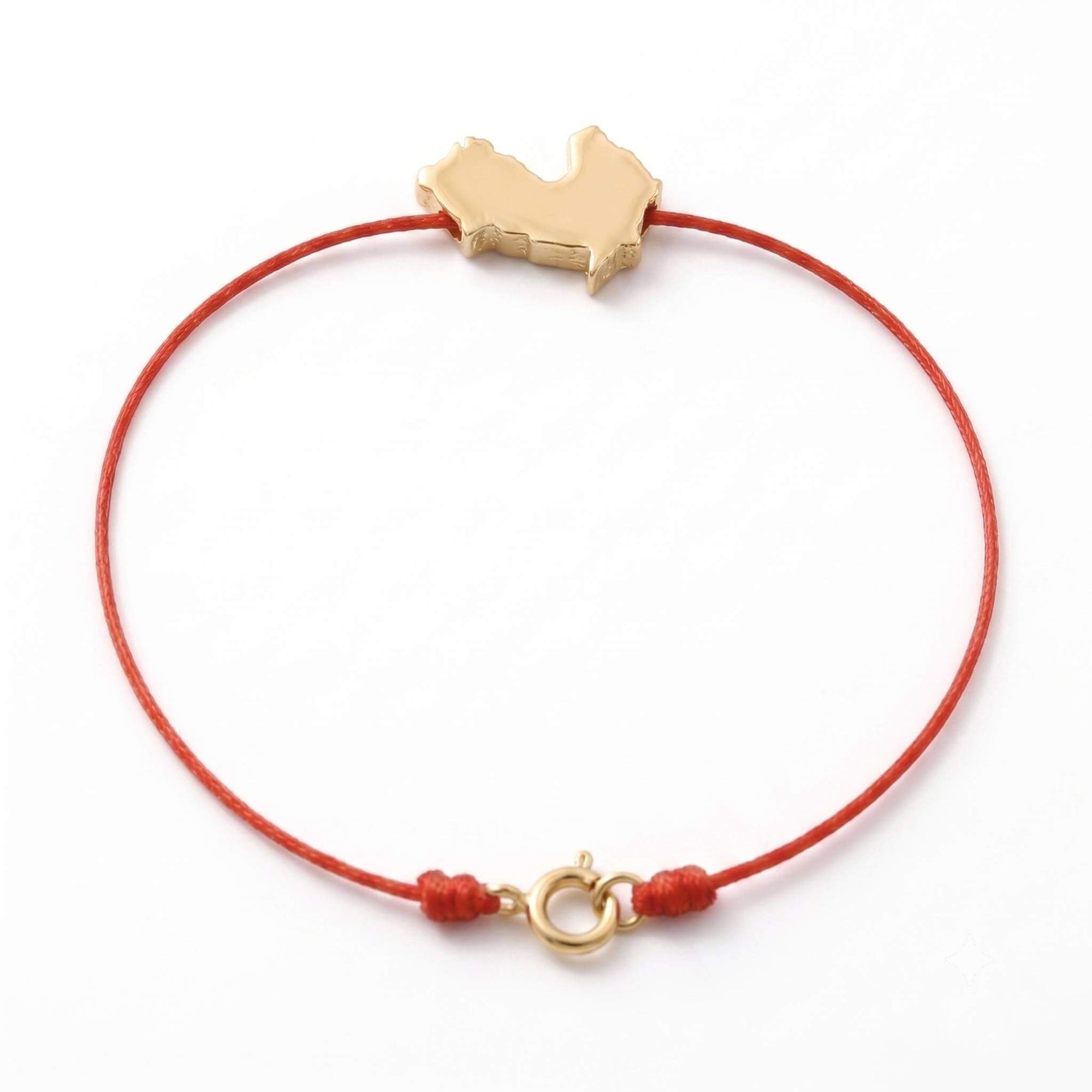 DENIZEN bracelet Saint-Tropez charm gold pave on red string