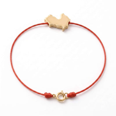 DENIZEN bracelet Saint-Tropez charm gold pave on red string
