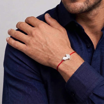 DENIZEN bracelet Saint-Tropez charm silver on red string man