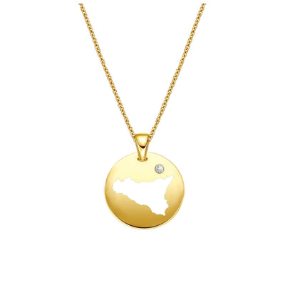 DENIZEN necklace of Sicily map gold