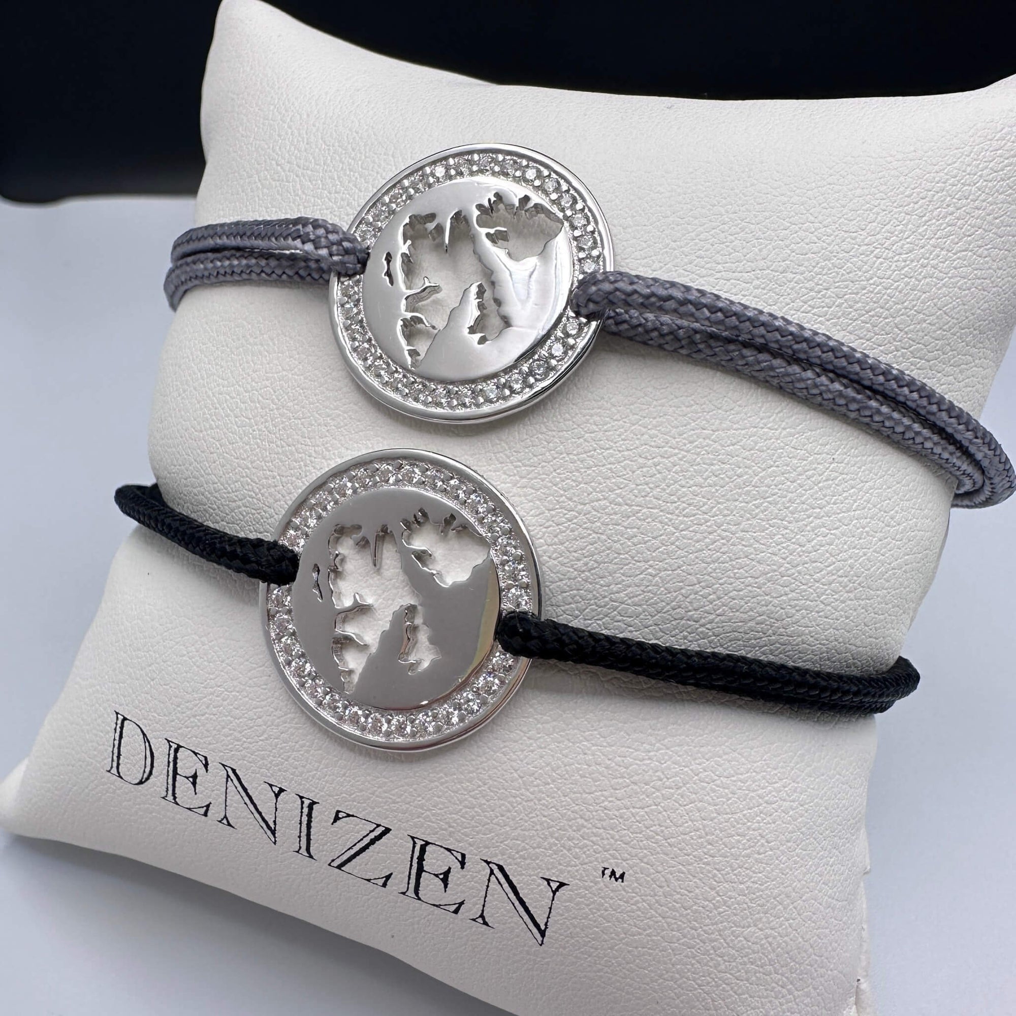 DENIZEN bracelet of Svalbard map sterling silver black or grey