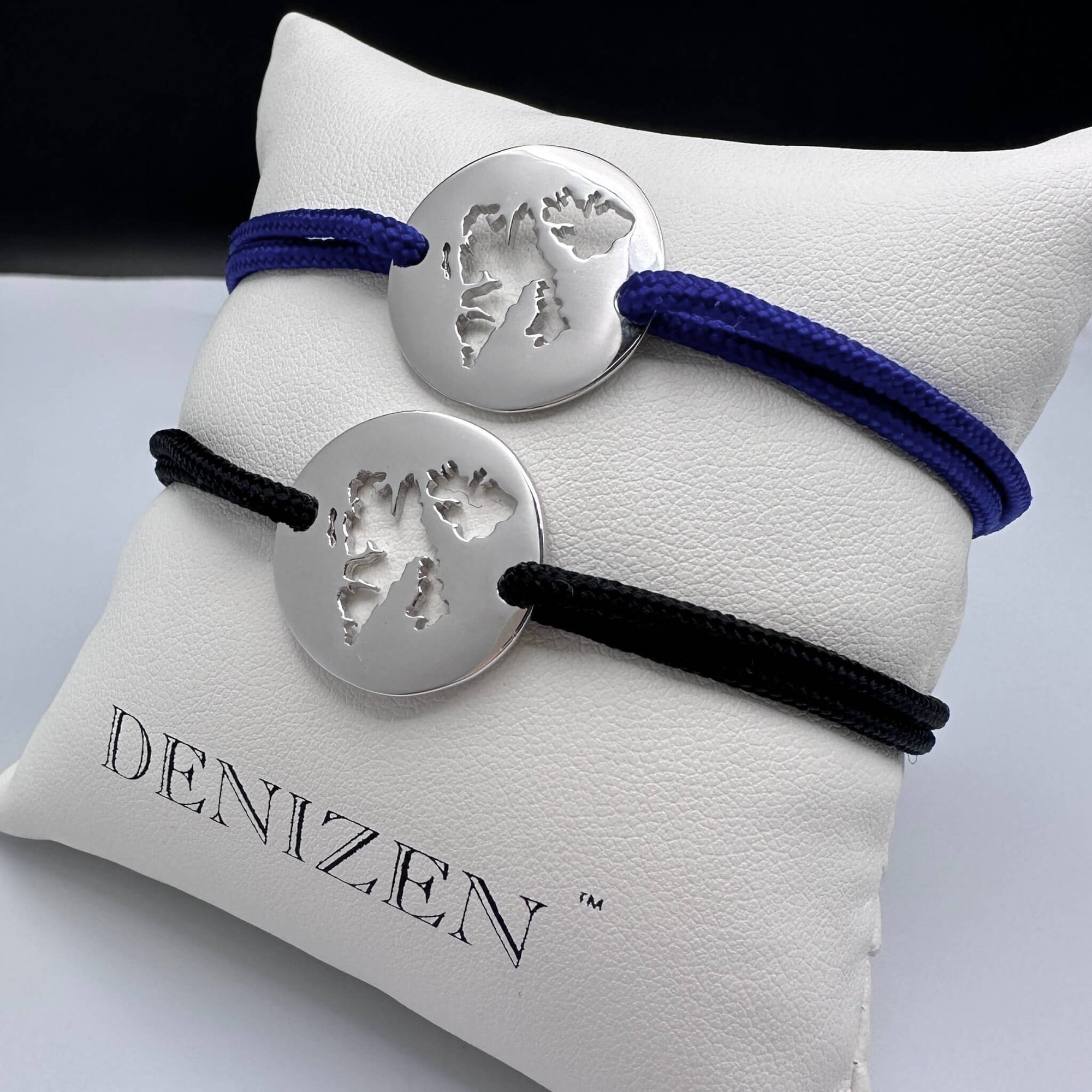 DENIZEN bracelet of Svalbard map sterling silver black or navy