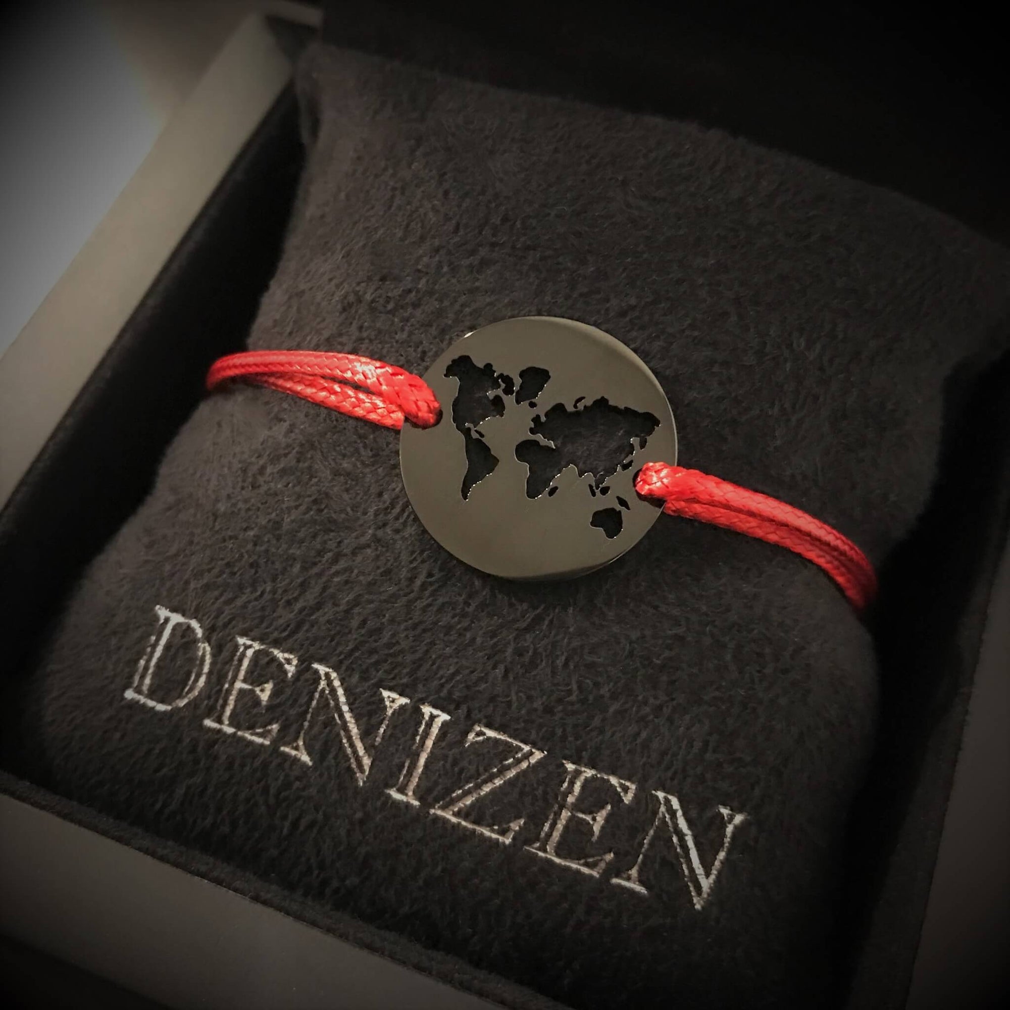 DENIZEN bracelet world map black rhodium red