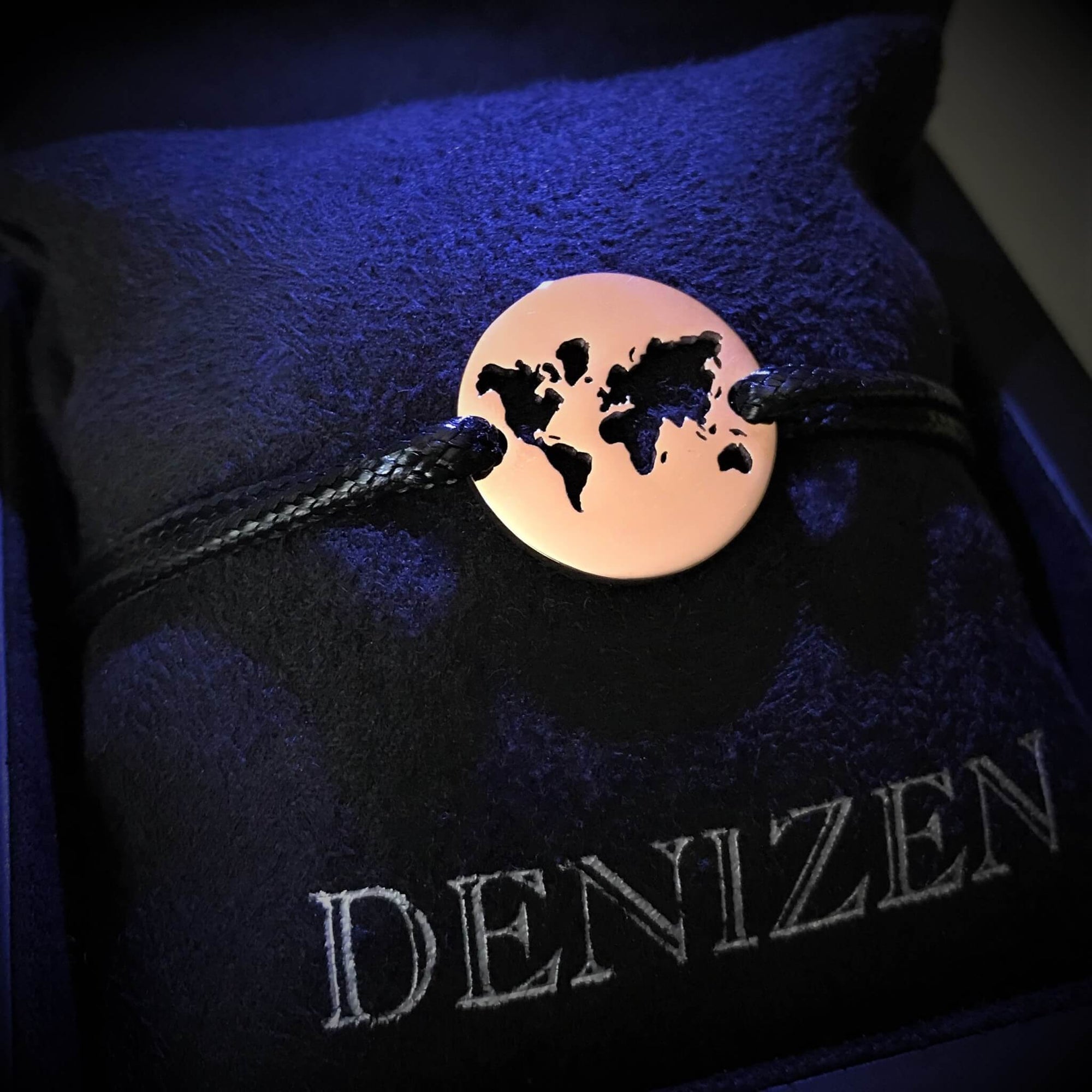 DENIZEN bracelet world map rose gold black