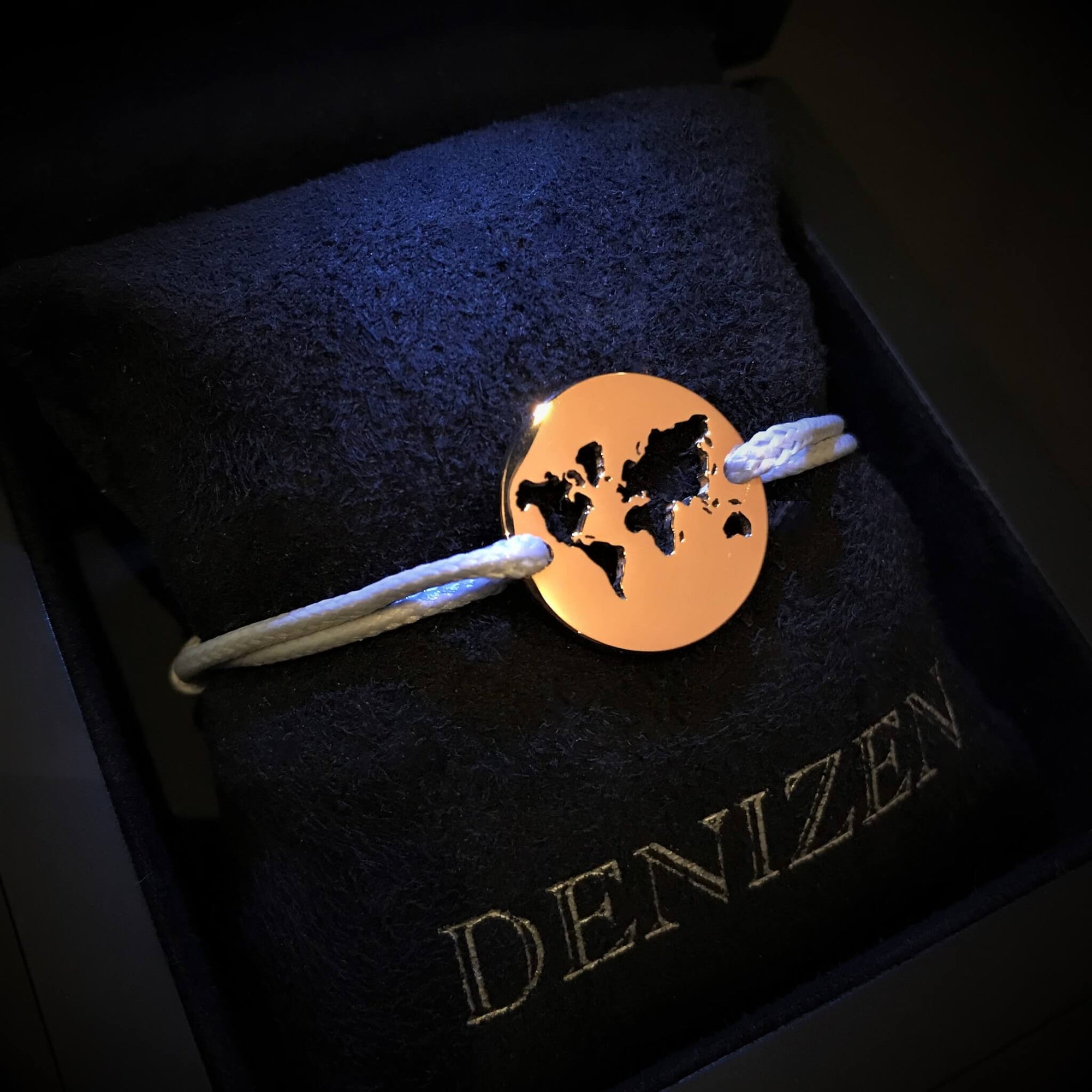 DENIZEN bracelet world map rose gold grey