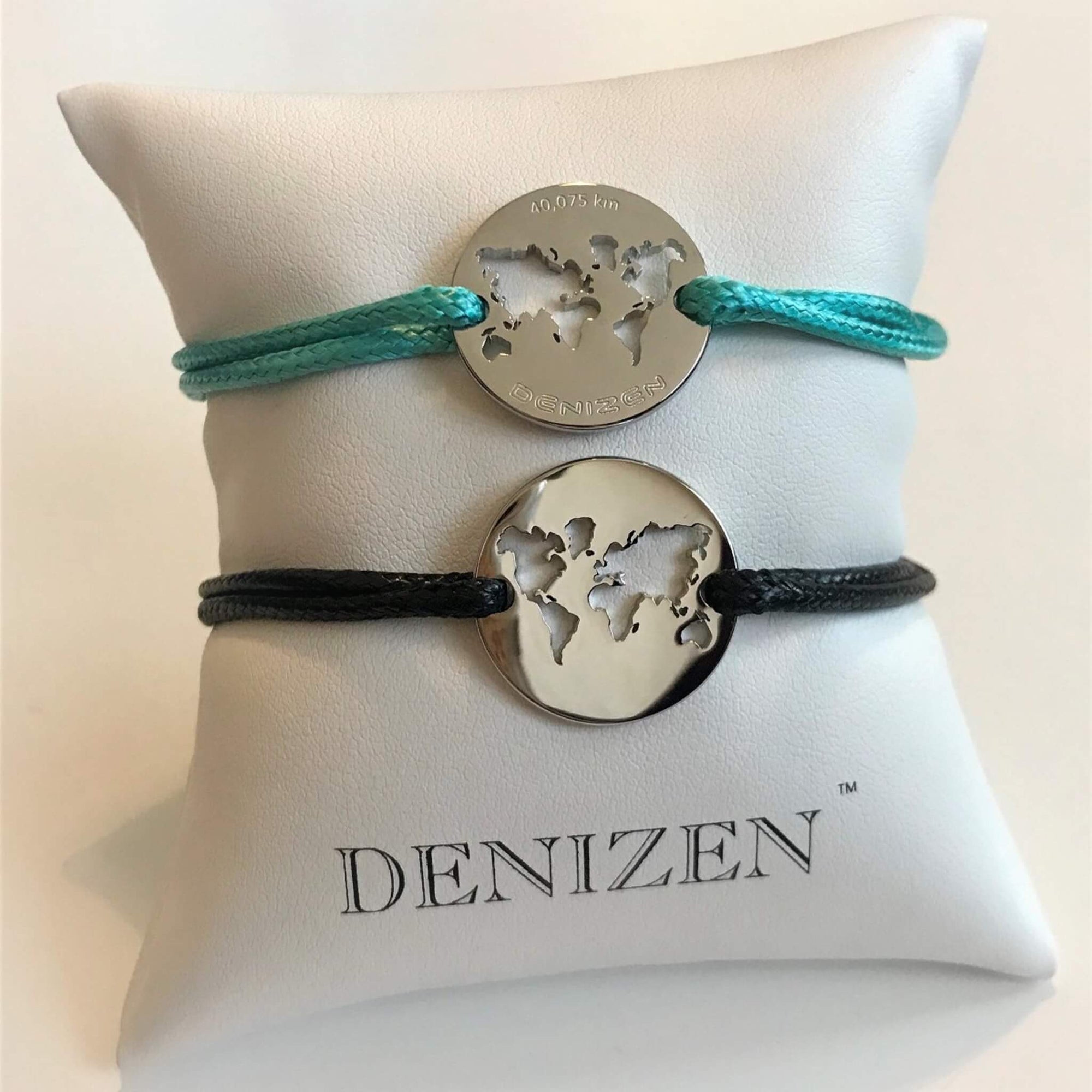 DENIZEN bracelet world map silver black turquoise