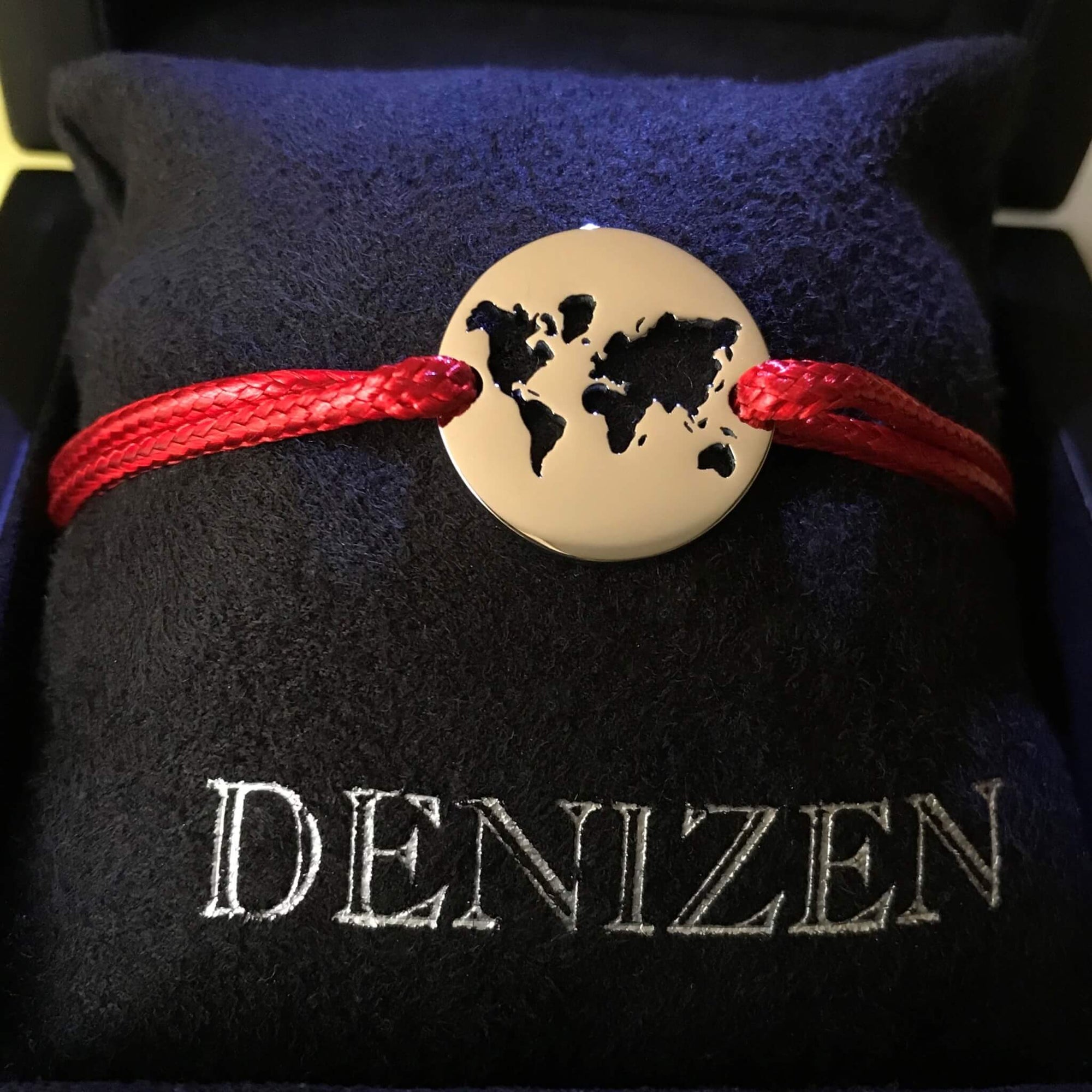DENIZEN bracelet world map silver red