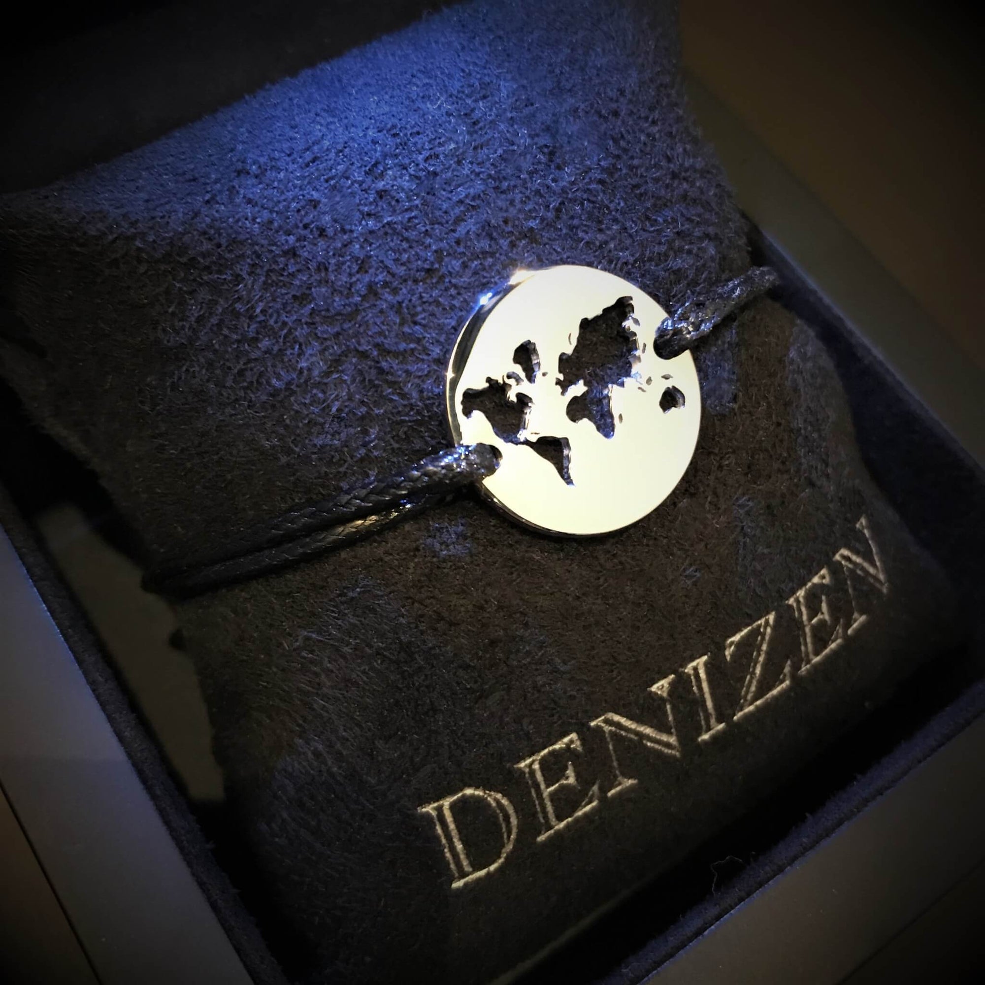 DENIZEN bracelet world map silver black