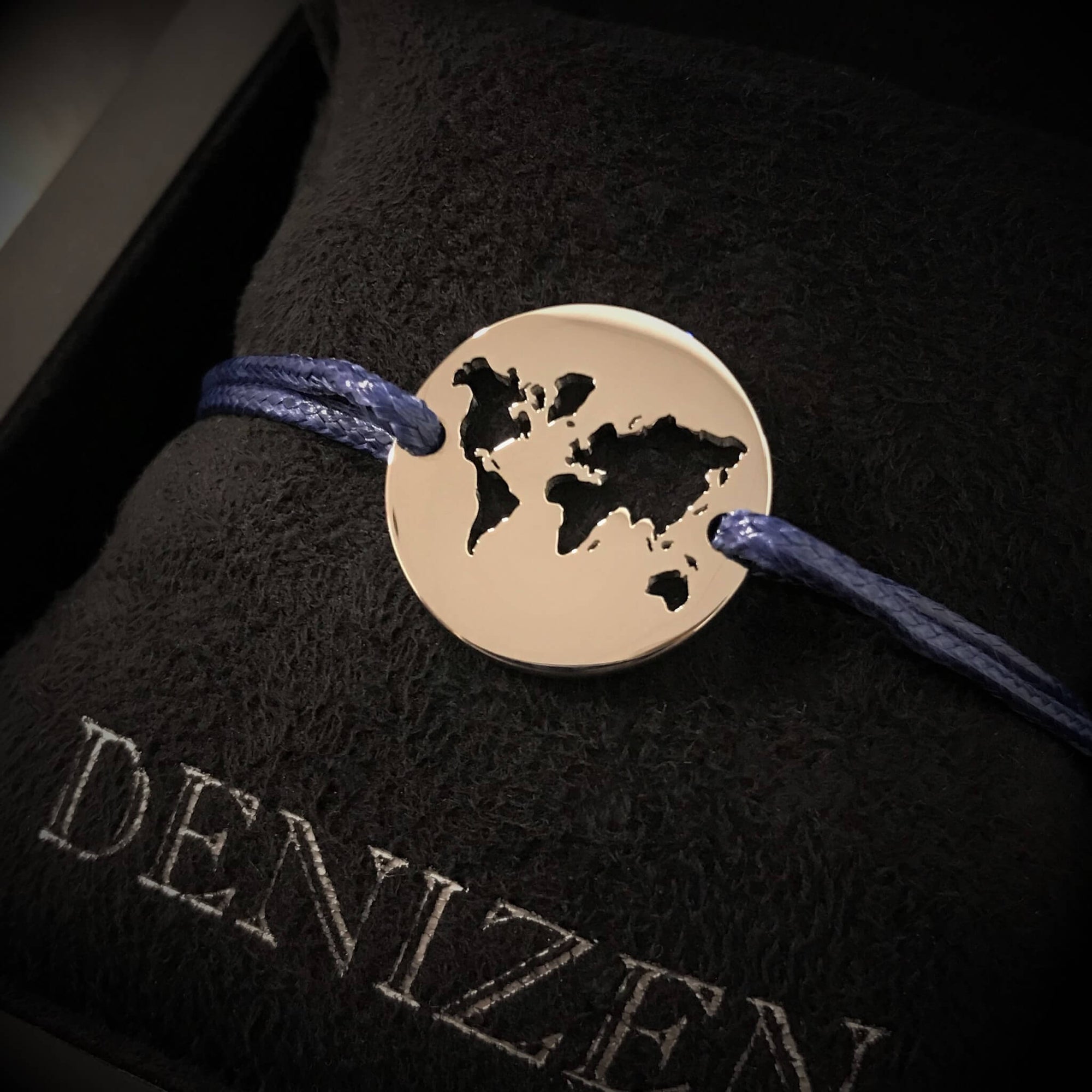 DENIZEN bracelet world map silver navy