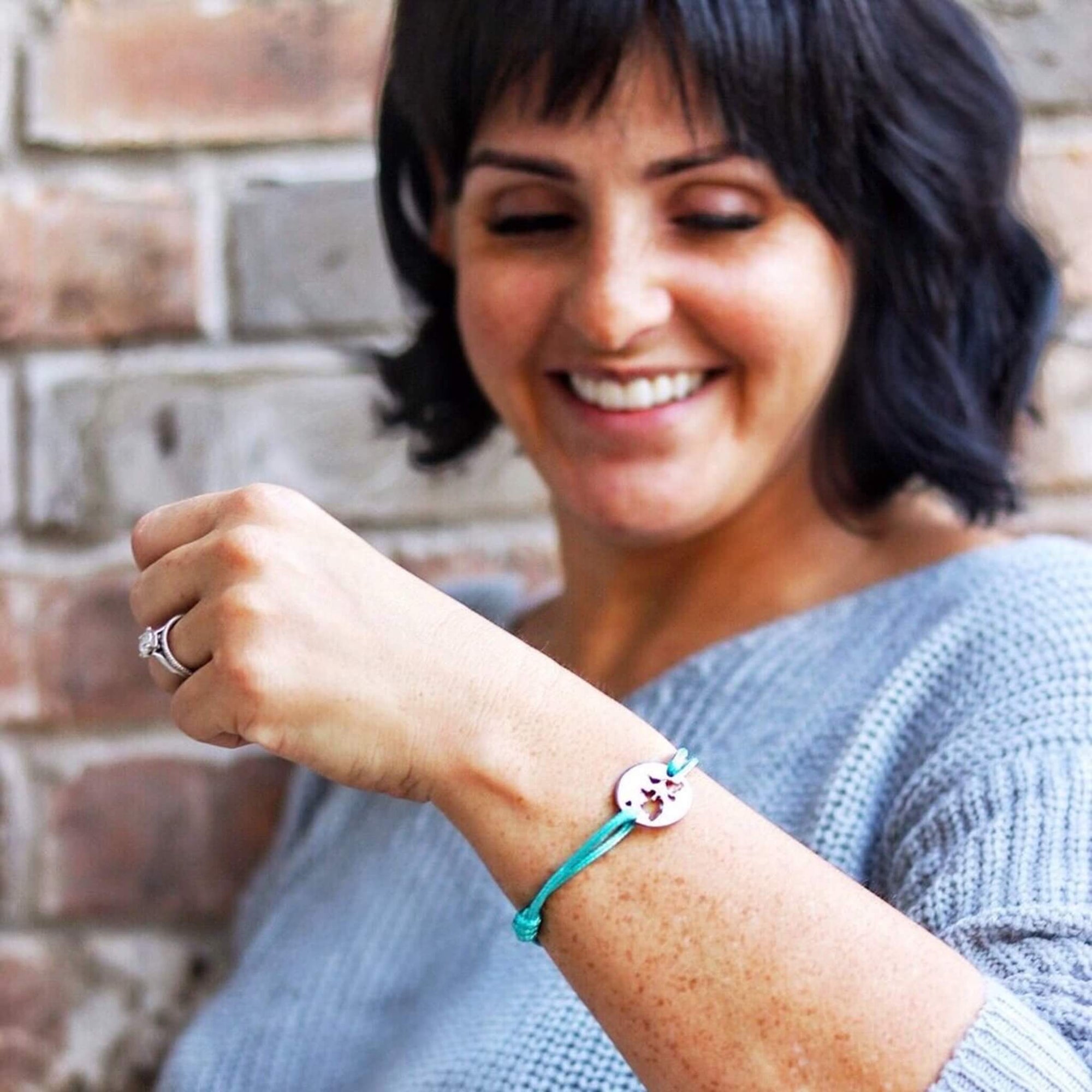 DENIZEN bracelet world map turquoise