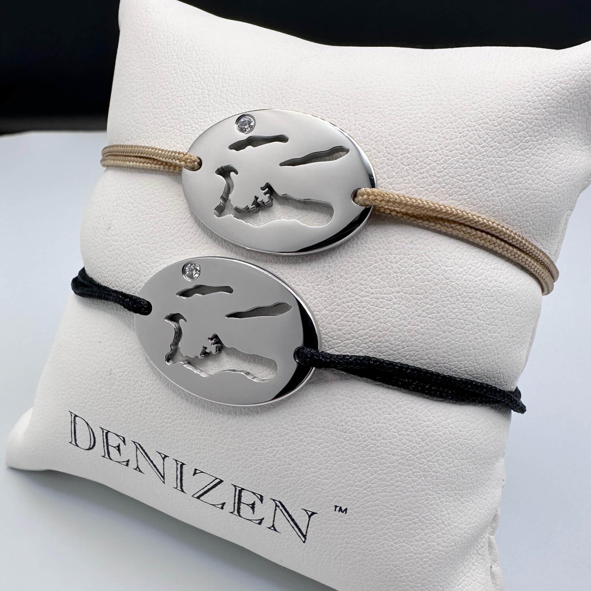 DENIZEN bracelets Cayman islands map silver with cz